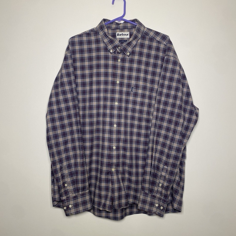 Barbour Flannel Shirt Men's XL Tailored Fit Button‎ Up Tartan Plaid Multicolor